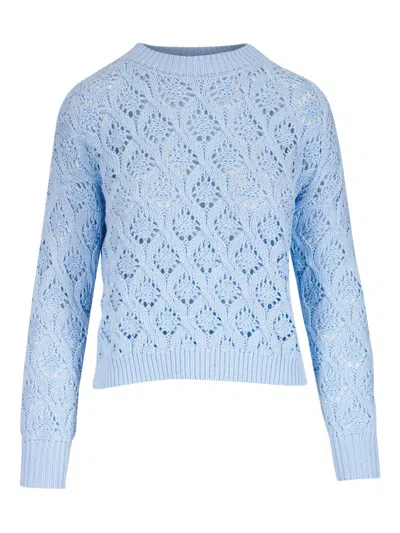 Kinross Cashmere Open-knit Jumper In Blue