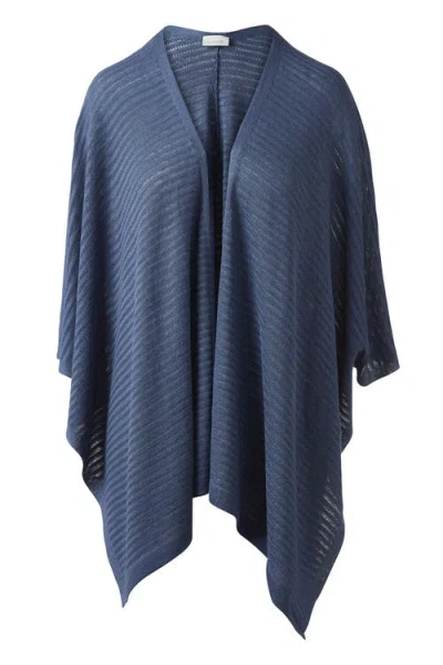 Kinross Cashmere Openwork Ruana In Blue