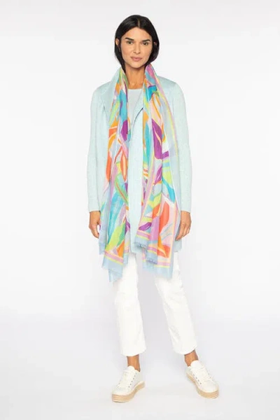 Kinross Cashmere Palm Print Scarf In Multi