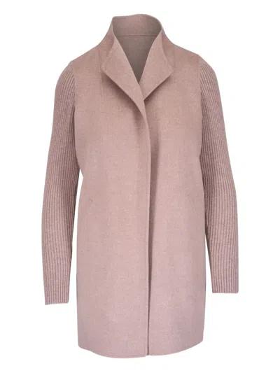 Kinross Cashmere Panelled Coat In Neutral