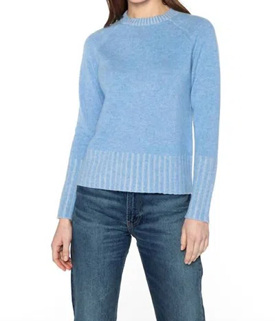 Kinross Cashmere Plaited Rib Crew Sweater In Celeste In Blue