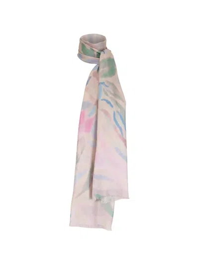 Kinross Cashmere Printed Fringed Scarf In Multi