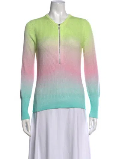 Pre-owned Kinross Cashmere Printed V-neck Sweater In Pink