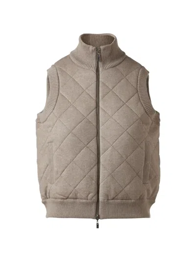 Kinross Cashmere Quilted Gilet In Neutral