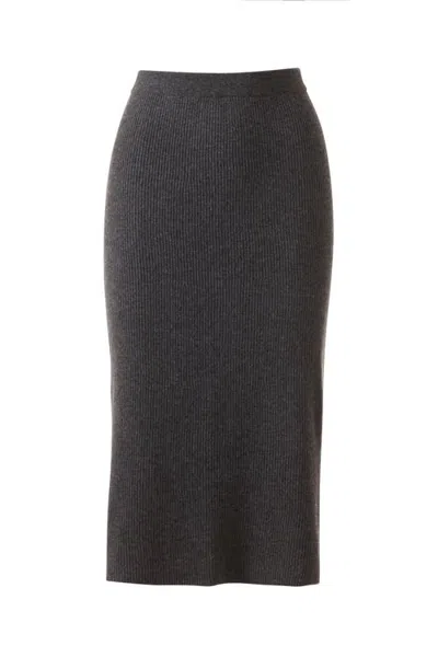 Kinross Cashmere Rib Skirt In Gray