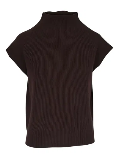 Kinross Cashmere Ribbed Knit Top In Brown