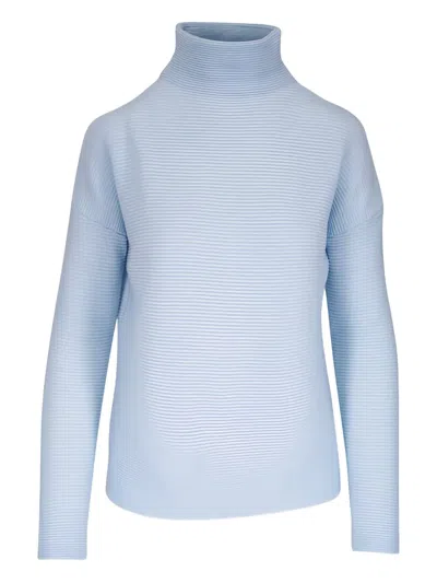 Kinross Cashmere Ribbed Roll-neck Top In Blue