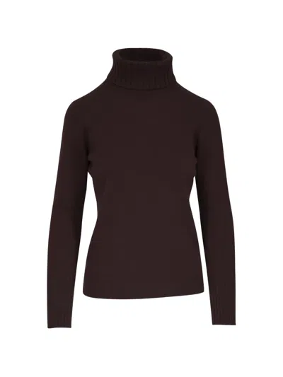 Kinross Cashmere Roll-neck Sweater In Brown
