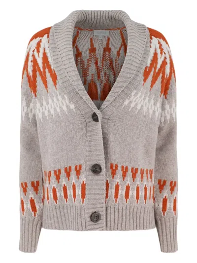 Kinross Cashmere Shawl-collar Fair Isle Cardigan In Neutral