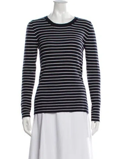 Pre-owned Kinross Cashmere Striped Crew Neck Sweater In Blue