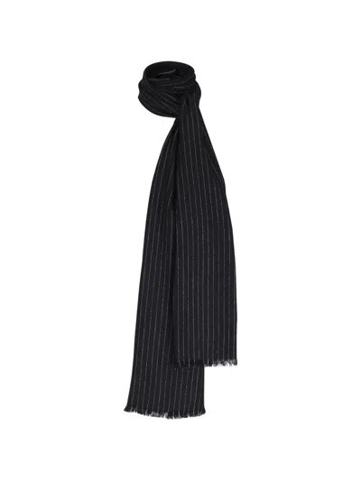 Kinross Cashmere Striped-pattern Scarf In Black