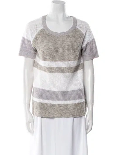 Pre-owned Kinross Cashmere Striped Scoop Neck Sweater In Multi