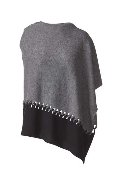 Kinross Cashmere Twist Stitch Poncho In Gray