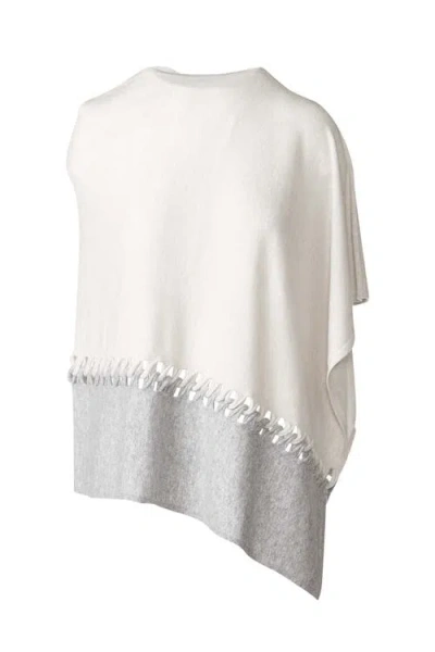 Kinross Cashmere Twist Stitch Poncho In Neutral