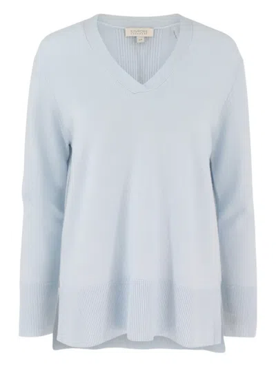 Kinross Cashmere V-neck Sweater In Blue