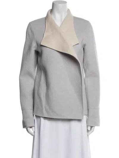 Pre-owned Kinross Cashmere Virgin Wool Biker Jacket In Gray