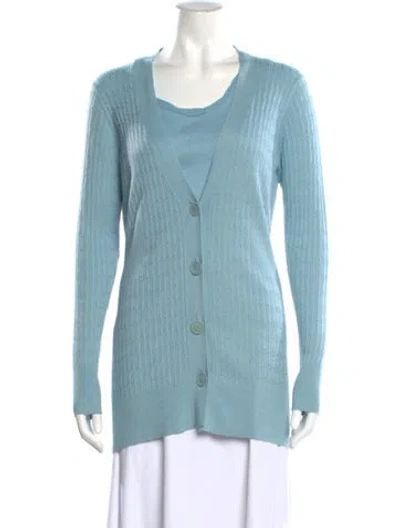 Pre-owned Kinross Cashmere V-neck Sweater In Blue