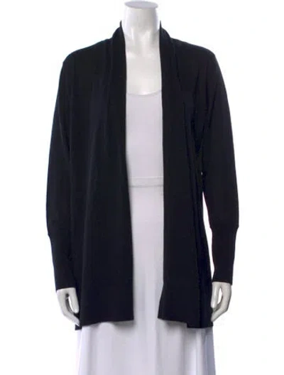 Pre-owned Kinross Cashmere Wool Open Front Sweater In Black