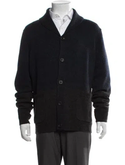 Pre-owned Kinross Cashmere Wool Patterned Cardigan In Black