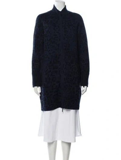 Pre-owned Kinross Cashmere Wool Printed Faux Fur Coat In Gray