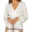 Kinross Cashmere Wrap Surplice Top In Pearl