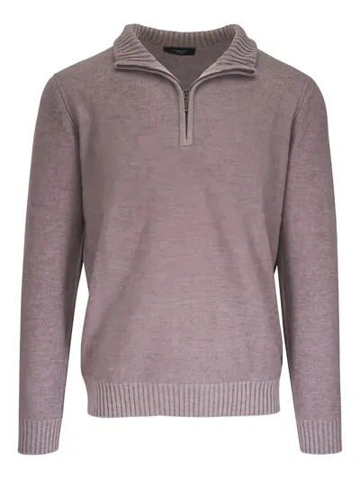 Kinross Cashmere Zip Collar Sweater In Gray