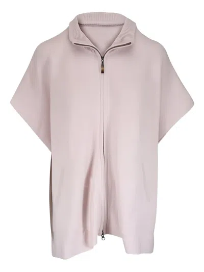 Kinross Cashmere Zip-neck Cardigan In Pink