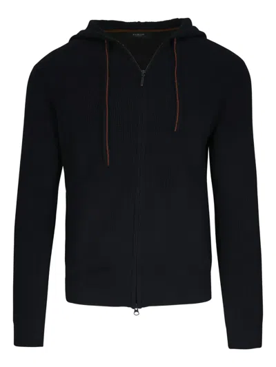 Kinross Cashmere Zip-up Hoodid In Black