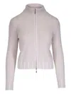 Kinross Cashmere Zip-up Ribbed Cardigan In Neutral