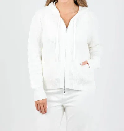 Kinross Claire Cable And Rib Zip Hoodie In Cream In White