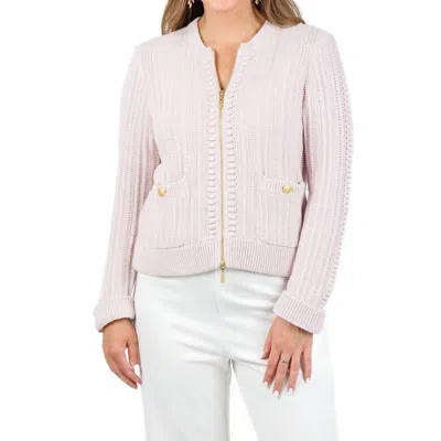Kinross Clara Bobble Zip Cardigan In Ballet Bas In Pink