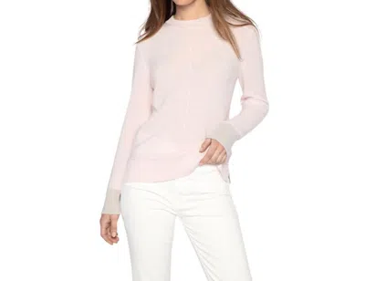 Kinross Contrast Trim Rib Crew Neck Top In Shell In Neutral