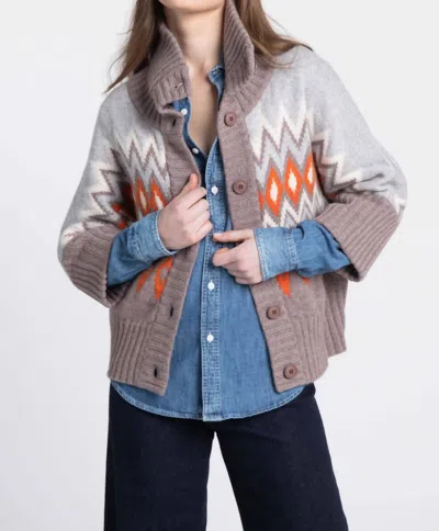 Kinross Crop Cowl Alpine Cardigan In Multi