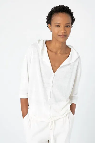 Kinross Drawstring Hooded Cardigan In White
