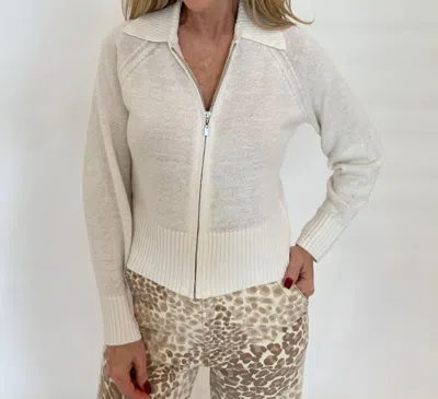 Kinross Elan Crop Zip Cardigan In White