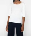 KINROSS ELBOW SLEEVE BOATNECK SWEATER IN WHITE