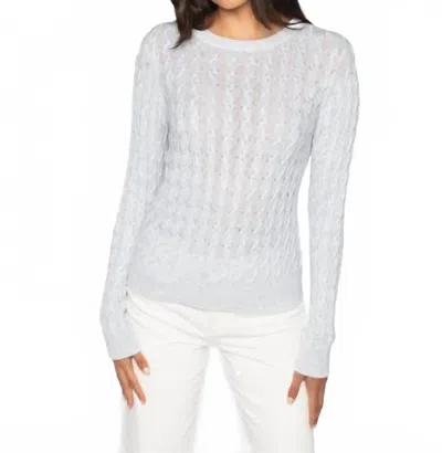 Kinross Featherweight Sequin Cable Pullover In Dove In White