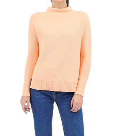 Kinross Garter Stitch Funnel Sweater In Sunrise In Orange
