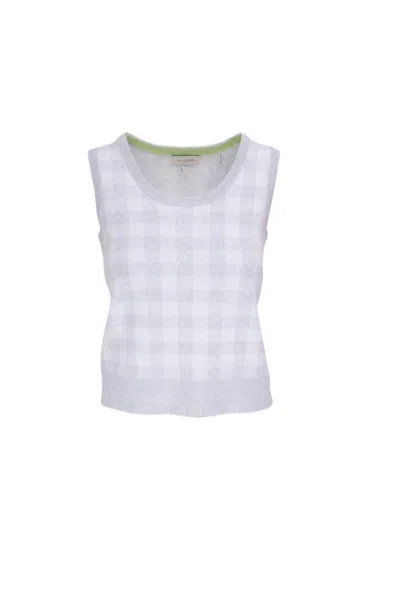 Kinross Gingham Tank In Gris White In Gray