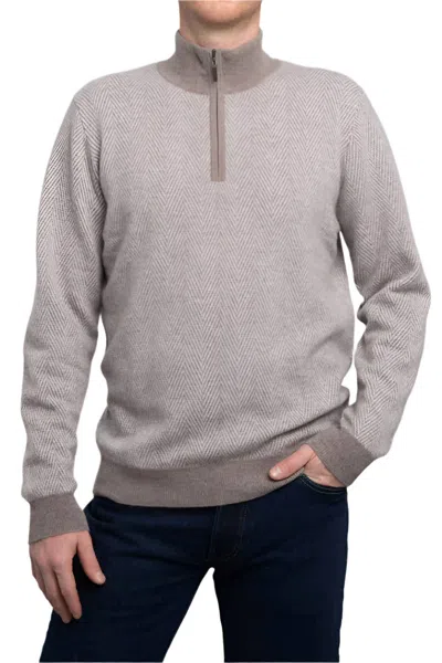 Kinross Herringbone Quarter Zip Sweater In Seal/silver In Multi