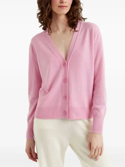 Kinross Hi-low Button Cardigan In Pink