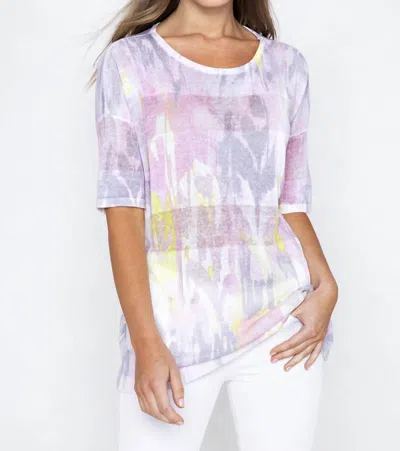 Kinross Ikat Easy Pullover Tee In Bloom Multi In Purple