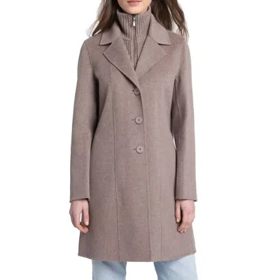 Kinross Knit Insert Notch Collar Coat In Seal In Brown