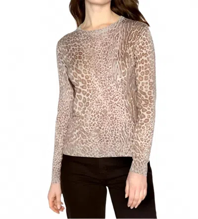 Kinross Leopard Print Crew Top In Taupe Multi