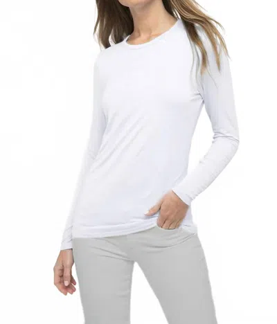 Kinross Long Sleeve Bamboo Crew Tee In Bianco In White