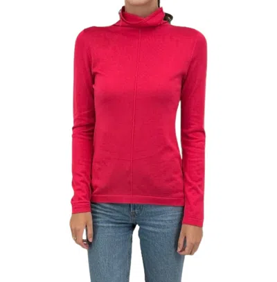 Kinross Long Sleeve Seamed Funnel In Poppy In Pink