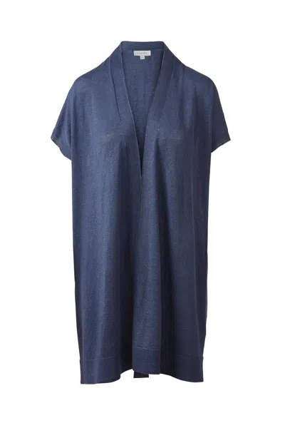 Kinross Long Sleeveless Cardigan In Indigo In Blue