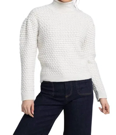 Kinross Lurex Funnel Sweater In Ivory In Multi