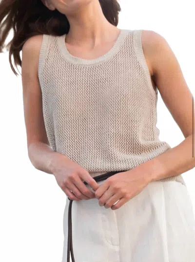 Kinross Lurex Mesh Tank In Sandstone In Neutral