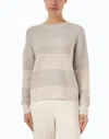 Kinross Lurex Stripe Crew Sweater In Champagne In White